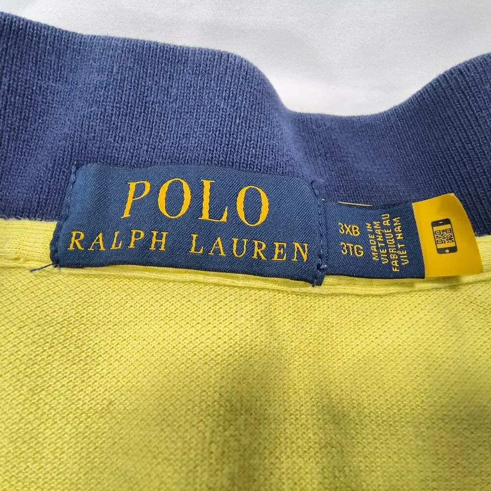 Polo Ralph Lauren Short Sleeve Collared Polo Shirt Mens Size 3XB Yellow Blue